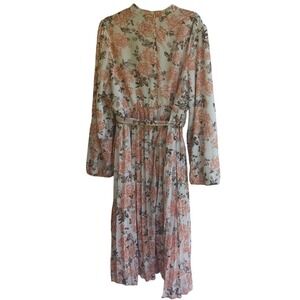 MIKAROSE Floral Pleated Midi Dress XXXL Belted NWT Modest A-Line Cottagecore